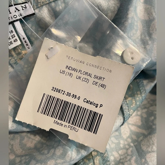 NWT Peruvian Connection Indian Floral Maxi Skirt Pima Cotton size 18 - Picture 3 of 6